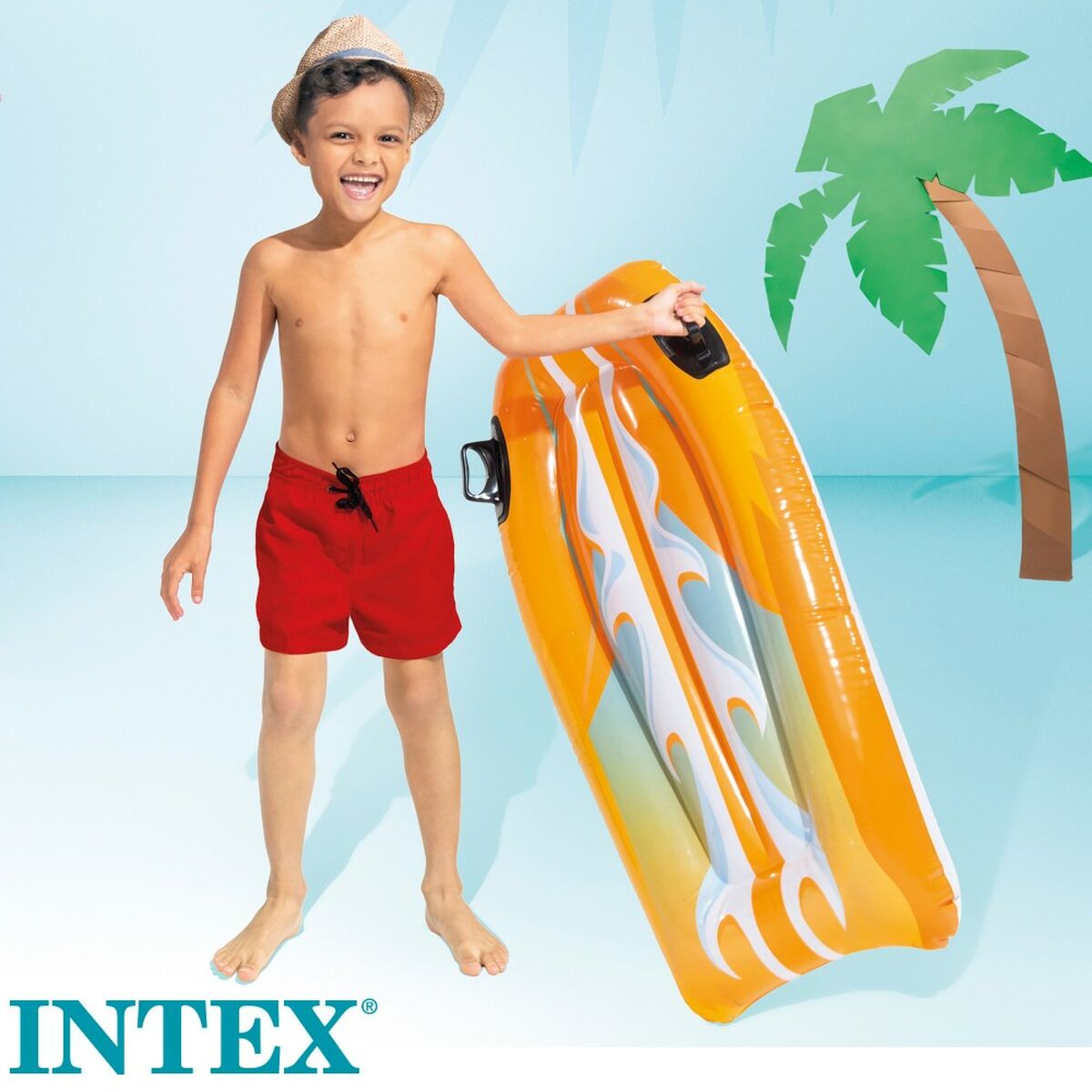 Oppustelig Figur til Pool Intex Joy Rider 62 x 112 cm Surfbræt (12 enheder)